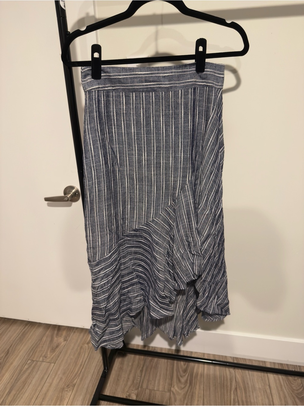 Lulu's Blue and White Striped High-Low Midi Skirt